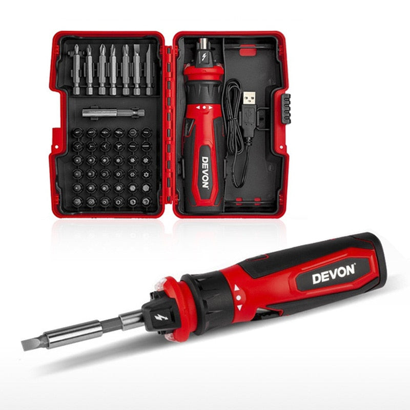 DY LED Electric screwdriver Lithium-ion rechargeable household multi-function screwdriver Mini electric batch Voltage detection