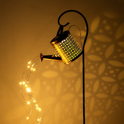 Solar Powered Flowing Water Kettle Light for Garden Decoration