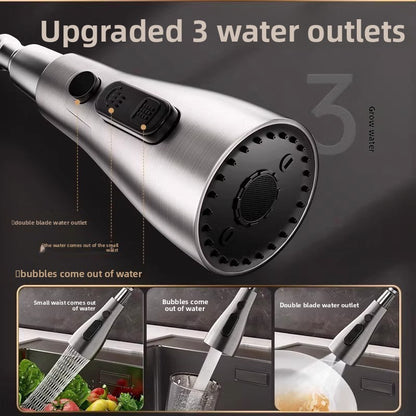 Pull out the faucet to switch between hot and cold water.