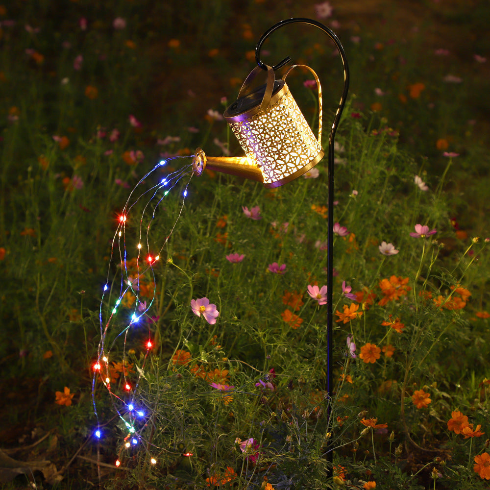 Solar Powered Flowing Water Kettle Light for Garden Decoration