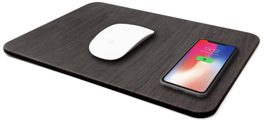Wood Mouse Pad with Wireless Charging - Black