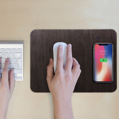 Wood Mouse Pad with Wireless Charging - Black