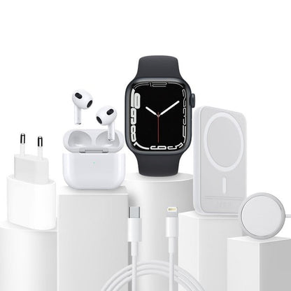 6 in 1 Smartwatch Kit (Smartwatch + Earbuds + Charger + Adapter + Base + Magnetic Charger)