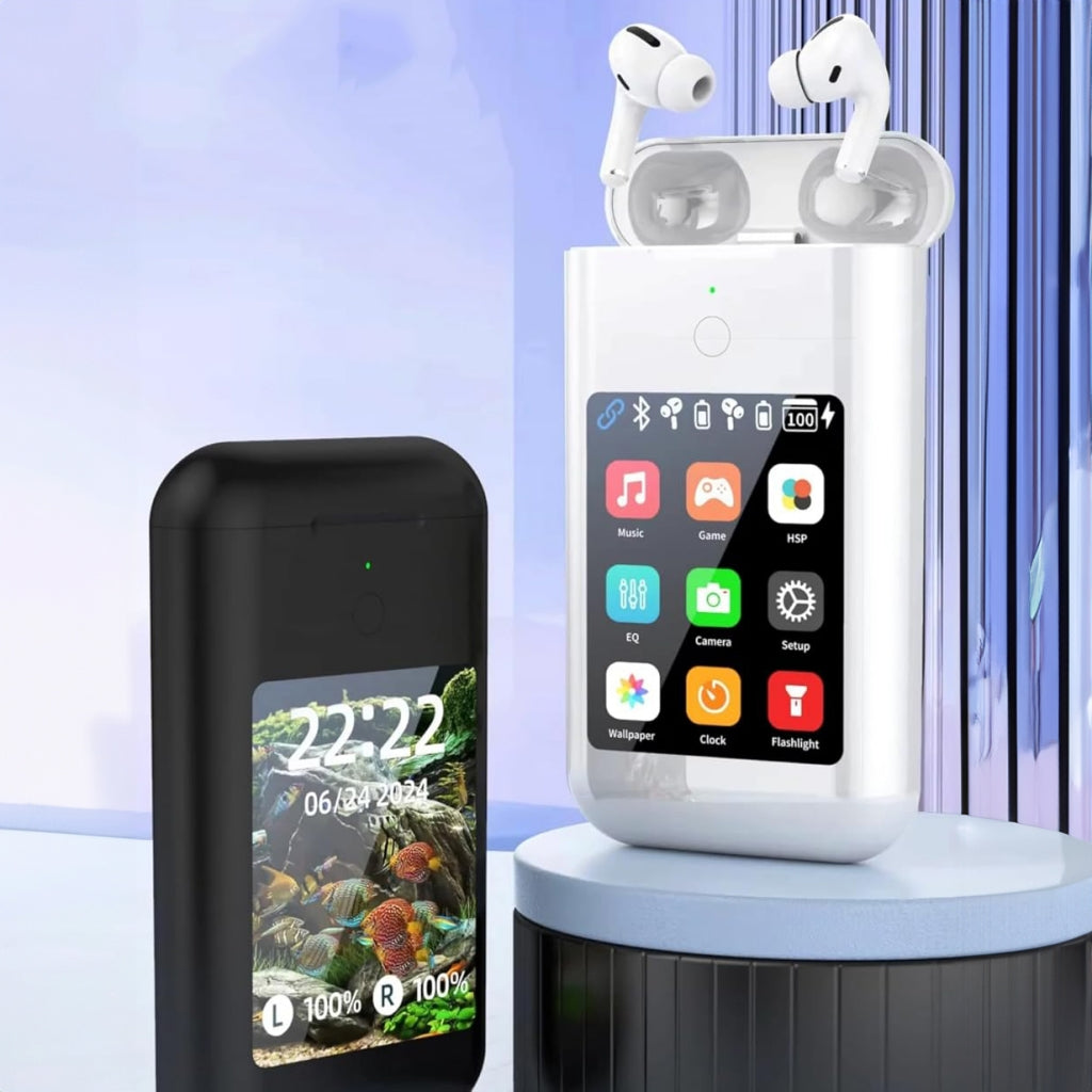 Bluetooth Headphones with Touch Screen and Powerbank ONLIKE - WHITE