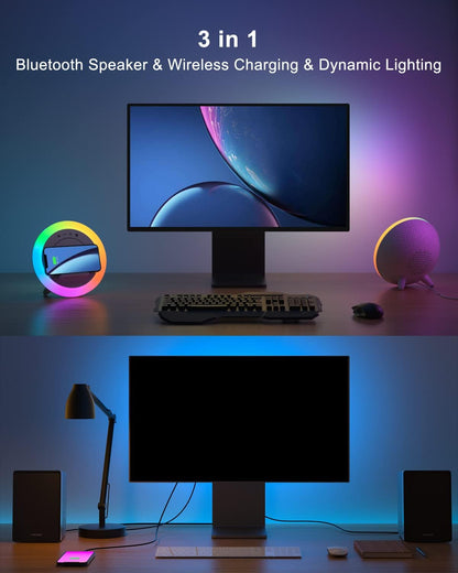 Bluetooth Speaker with Clock and Alarm, Wireless Charging