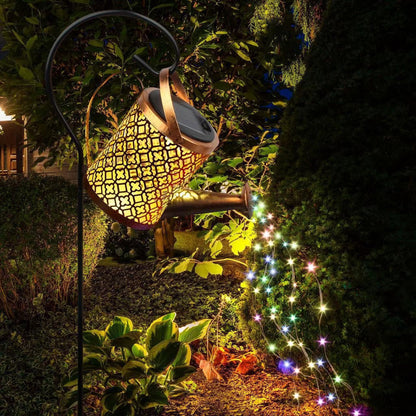 Solar Powered Flowing Water Kettle Light for Garden Decoration
