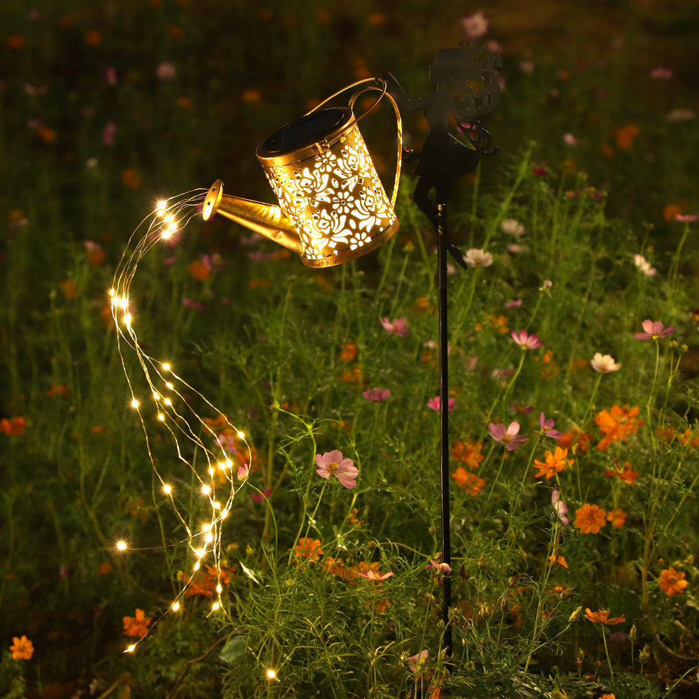 Solar Powered Flowing Water Kettle Light for Garden Decoration