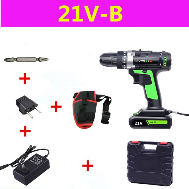 XLTOWN 25V electric screwdriver rechargeable lithium battery electric screwdriver home cordless drill home power tools